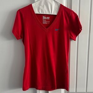 Red V-Neck Nike DriFit T-Shirt